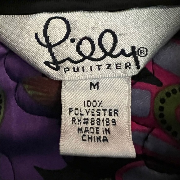 Lilly Pulitzer Black Quilted Snap Front Plush Sherpa Collar Puffy Vest Medium - Picture 14 of 14